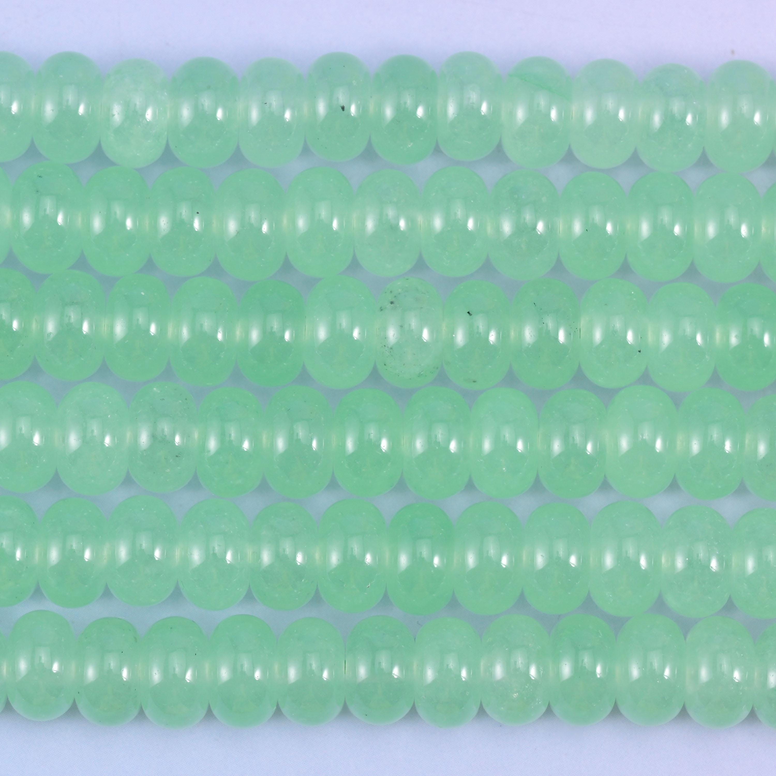 Light Green Dyed Jade Smooth Rondelle Beads Jewelry Making Size 5x8mm 15" Strand