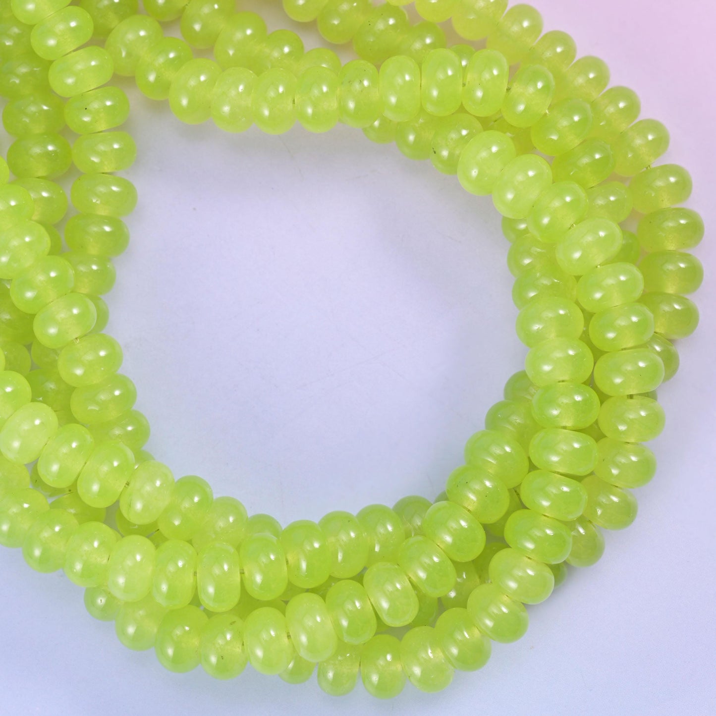 Lime Green Dyed Jade Smooth Rondelle Beads Jewelry Making Size 5x8mm 15" Strand