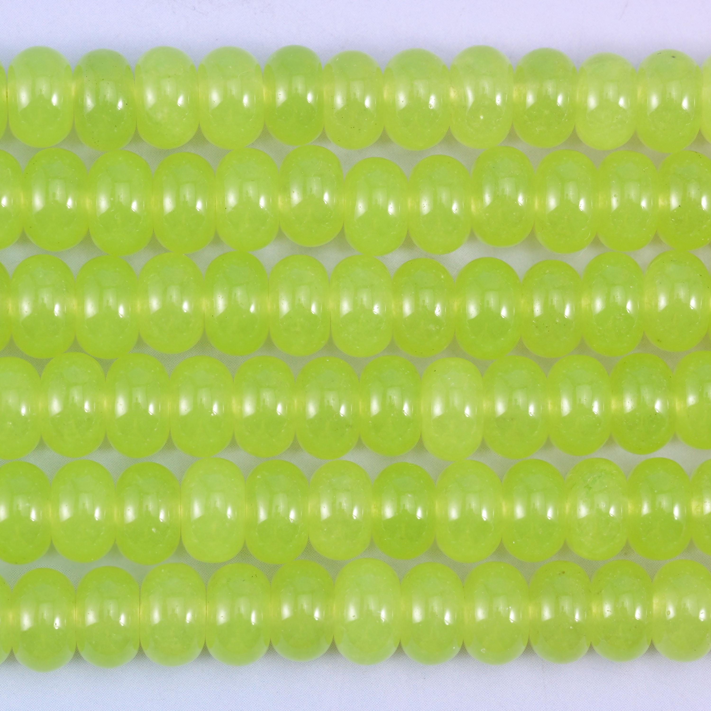 Lime Green Dyed Jade Smooth Rondelle Beads Jewelry Making Size 5x8mm 15" Strand