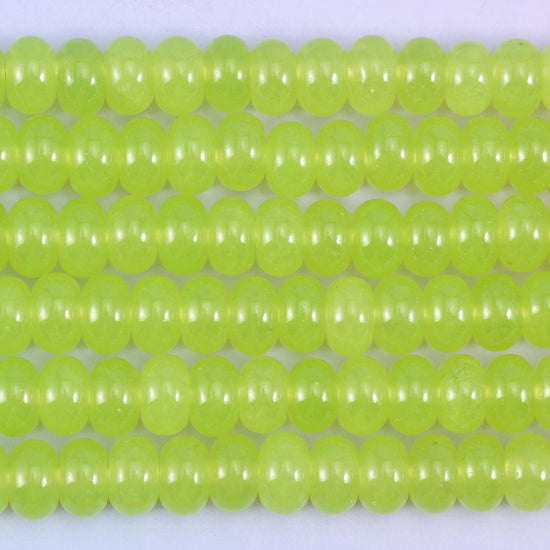 Lime Green Dyed Jade Smooth Rondelle Beads Jewelry Making Size 5x8mm 15" Strand
