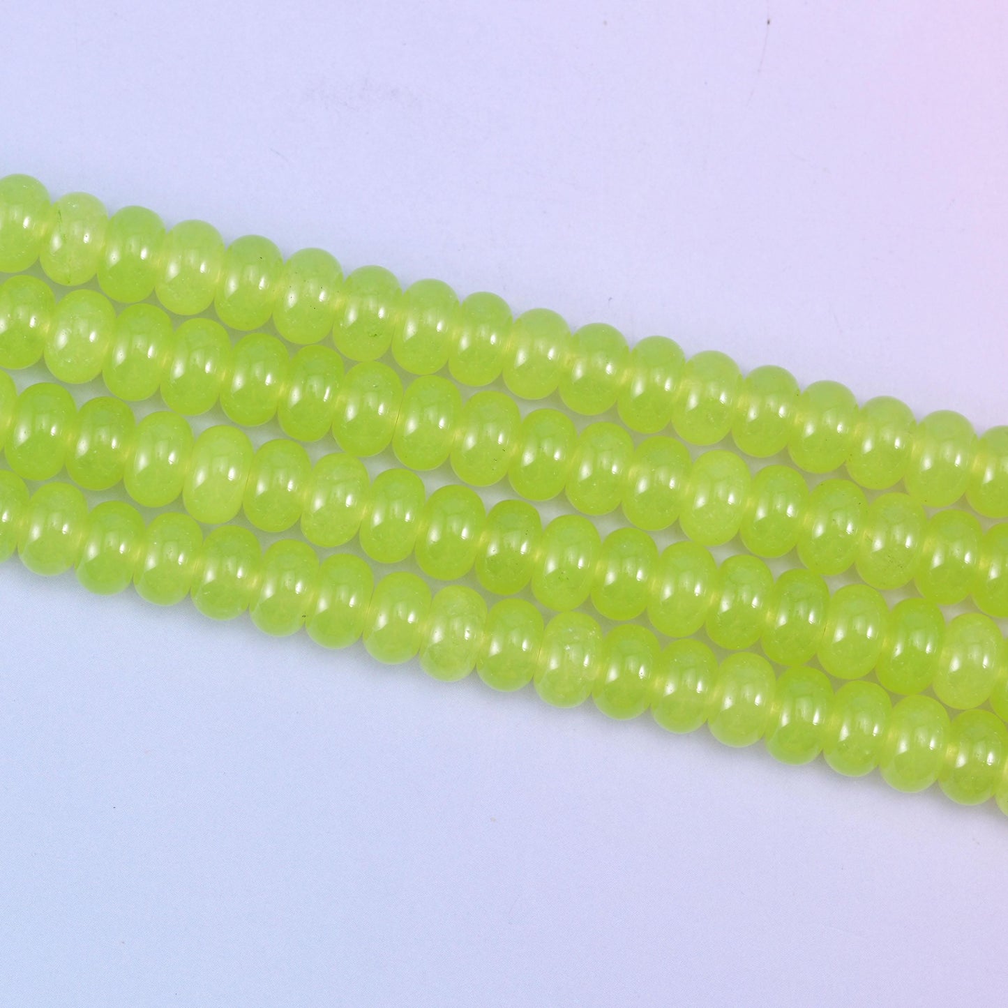 Lime Green Dyed Jade Smooth Rondelle Beads Jewelry Making Size 5x8mm 15" Strand