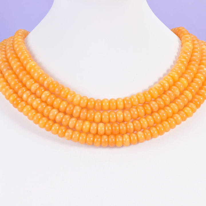 Orange Dyed Jade Smooth Rondelle Beads Jewelry Making Size 5x8mm 15" Strand