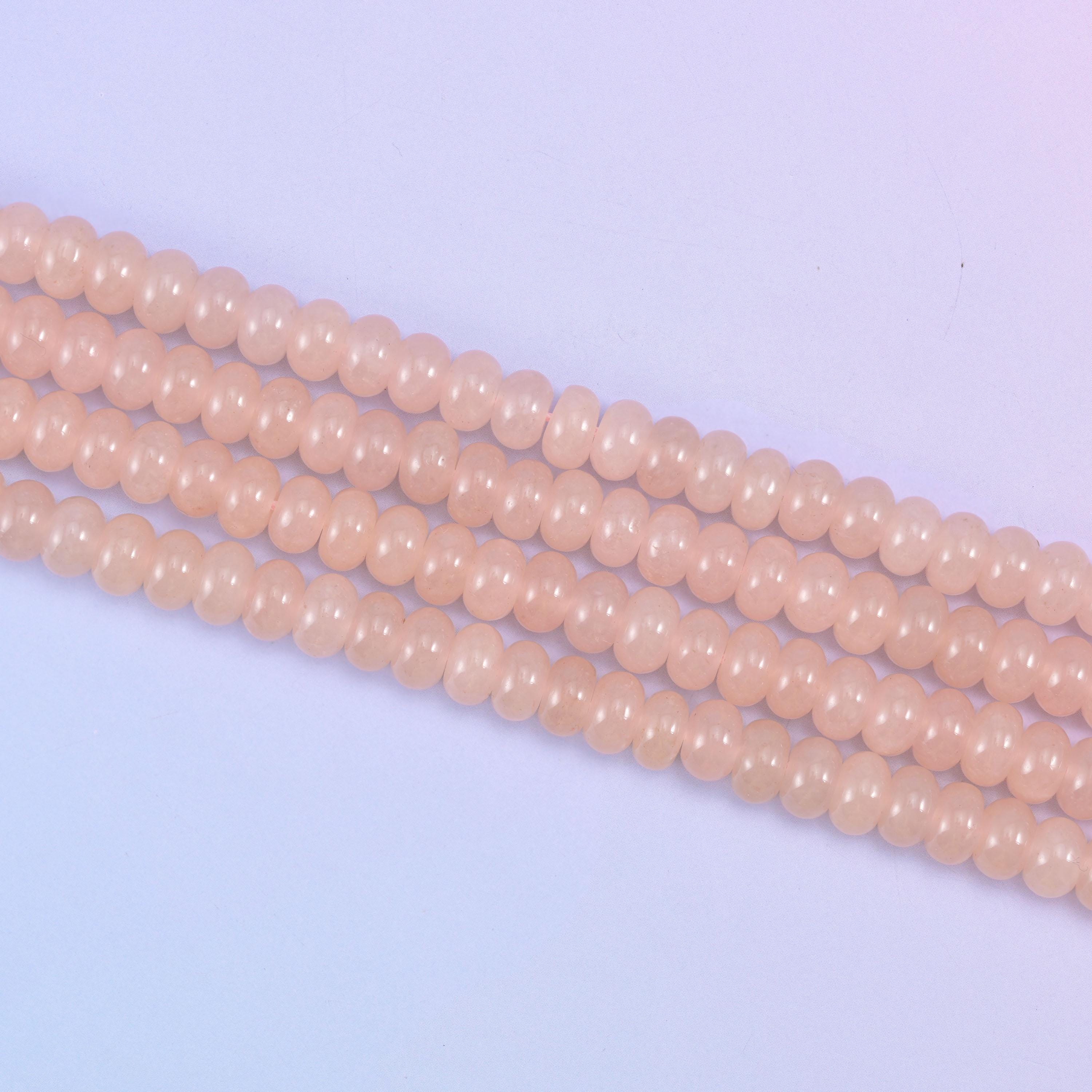 Soft Pink Dyed Jade Smooth Rondelle Beads Jewelry Making Size 5x8mm 15" Strand