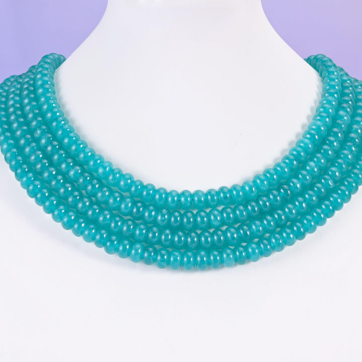 Teal Dyed Jade Smooth Rondelle Beads Jewelry Making Size 5x8mm 15" Strand