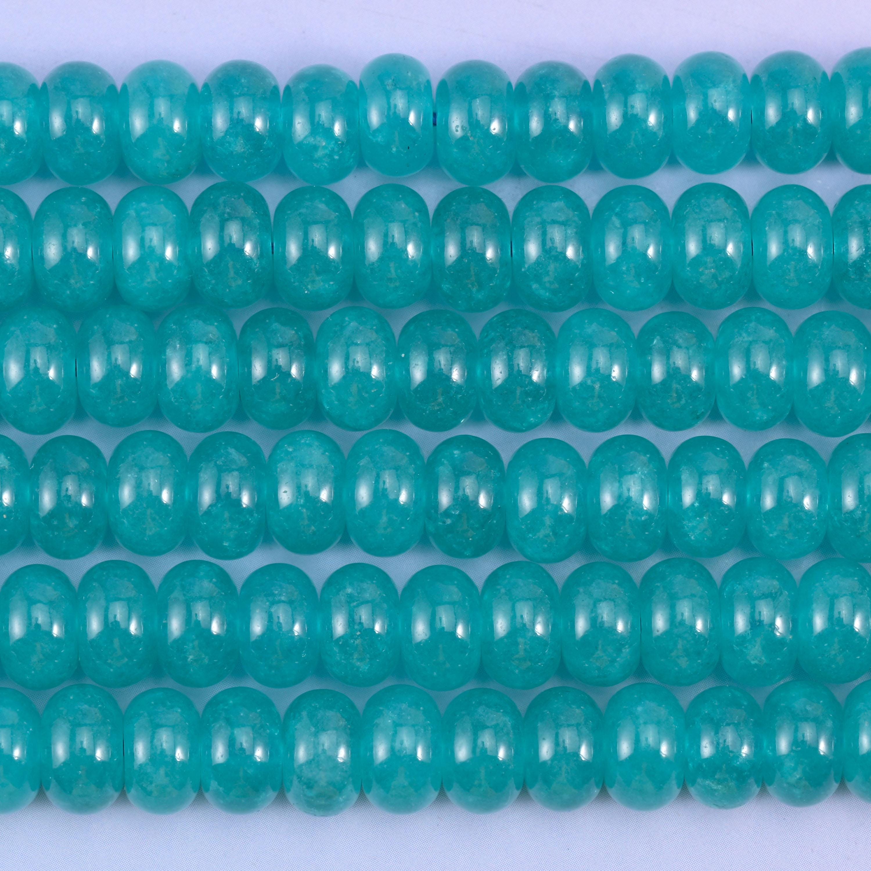 Teal Dyed Jade Smooth Rondelle Beads Jewelry Making Size 5x8mm 15" Strand