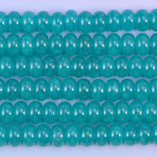 Teal Dyed Jade Smooth Rondelle Beads Jewelry Making Size 5x8mm 15" Strand