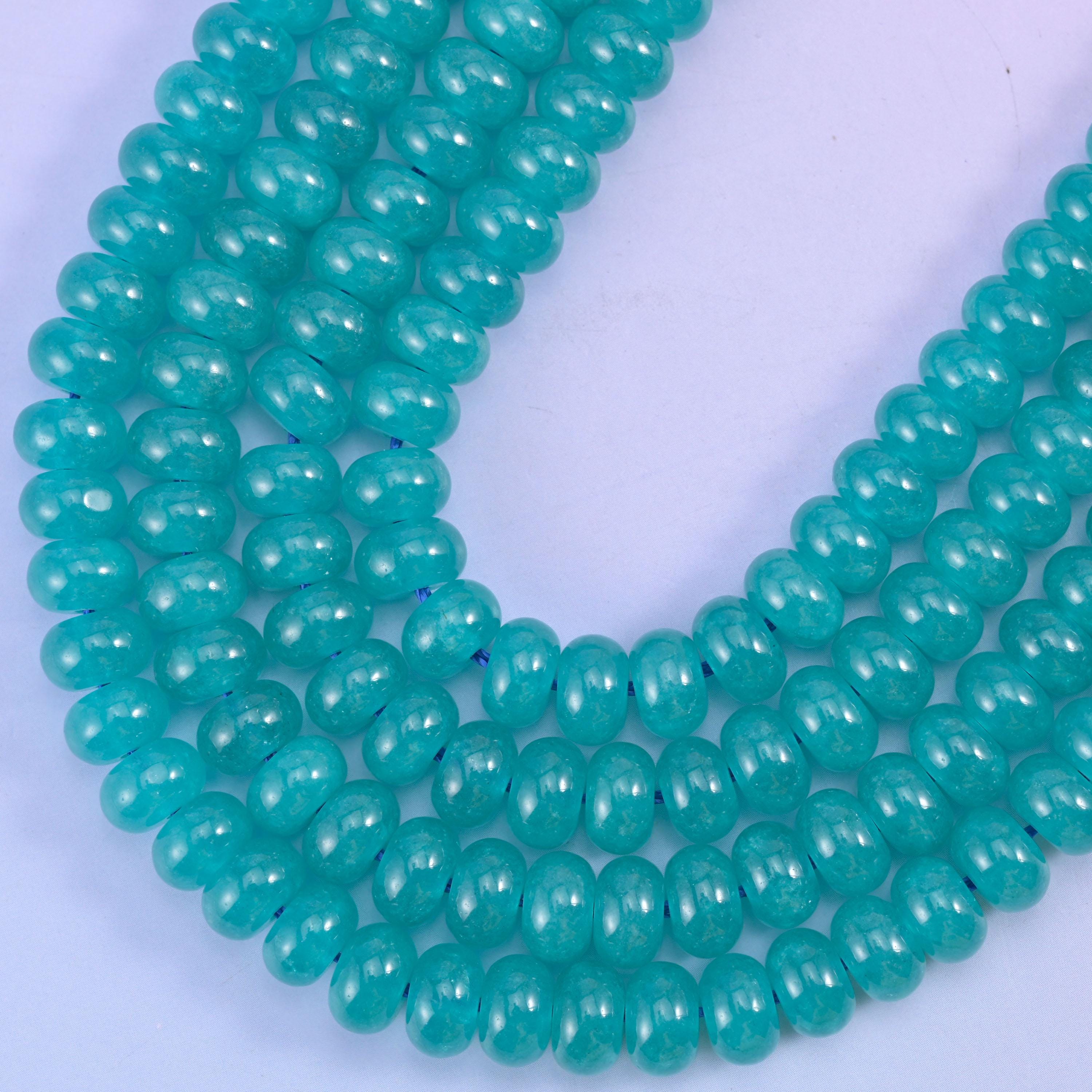Teal Dyed Jade Smooth Rondelle Beads Jewelry Making Size 5x8mm 15" Strand