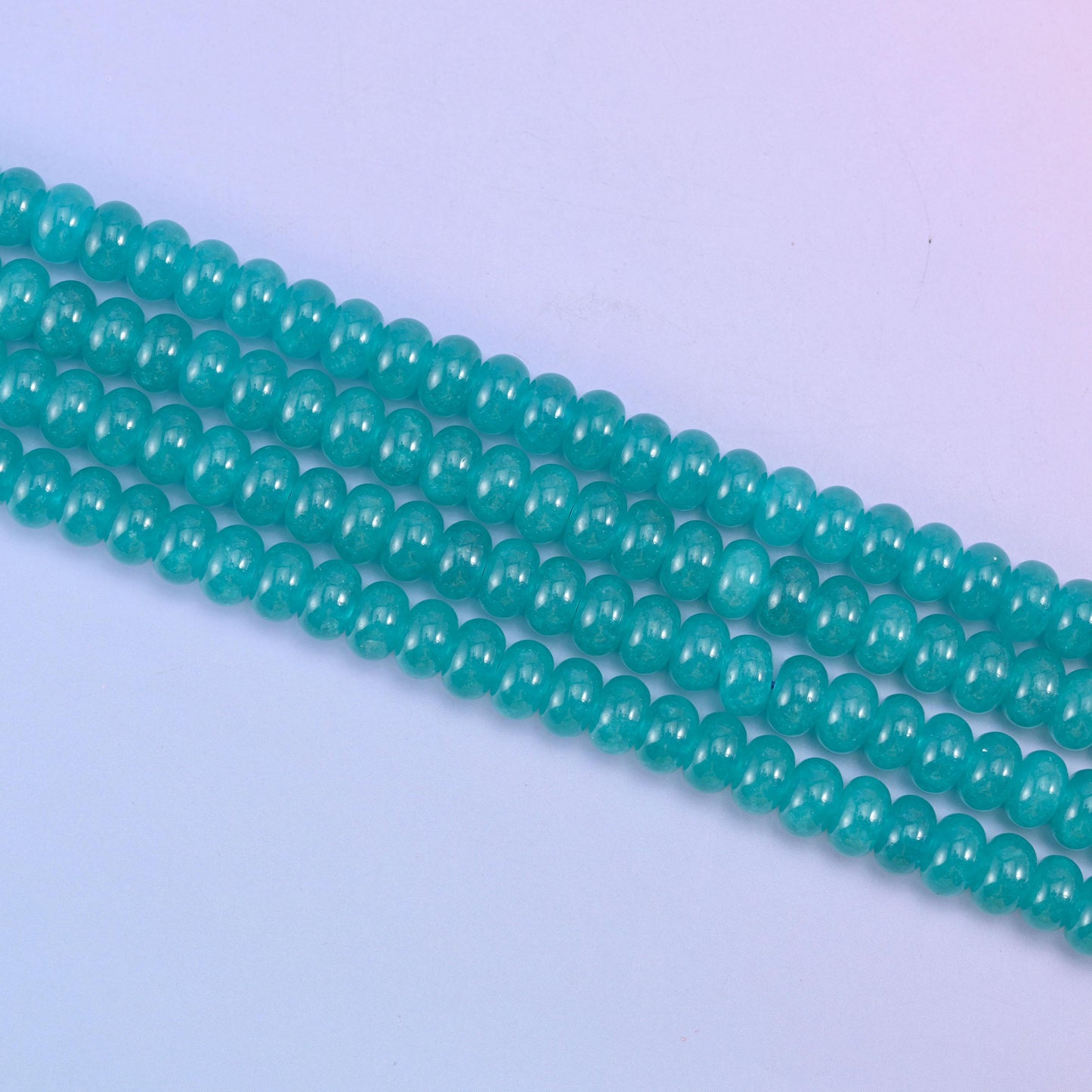 Teal Dyed Jade Smooth Rondelle Beads Jewelry Making Size 5x8mm 15" Strand