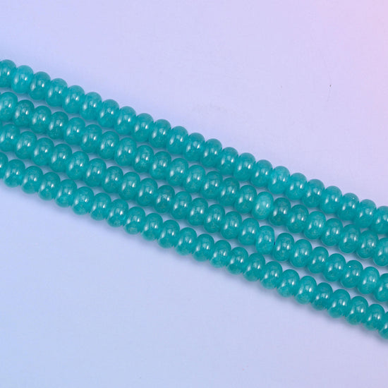 Teal Dyed Jade Smooth Rondelle Beads Jewelry Making Size 5x8mm 15" Strand