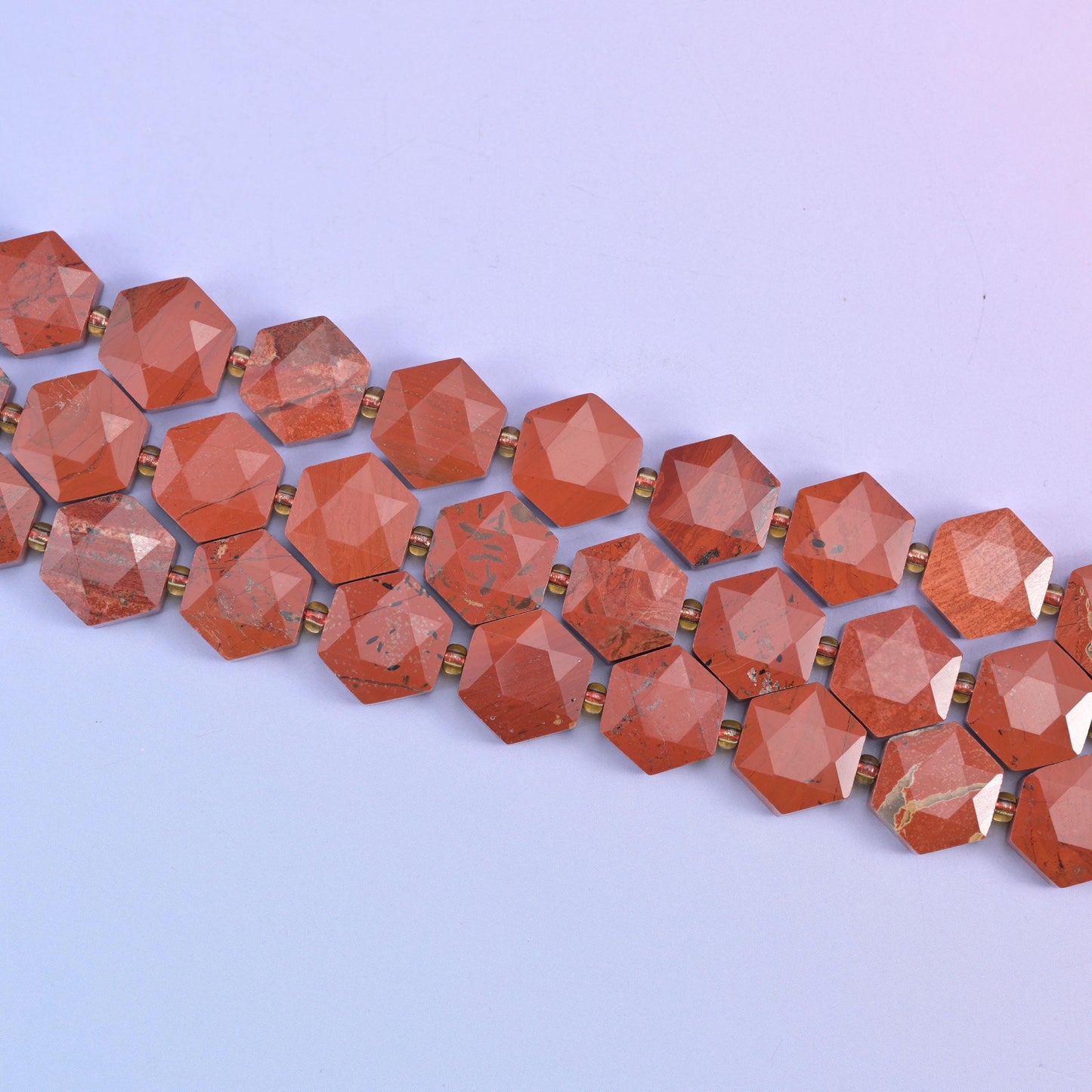 Red Jasper Flat Faceted Hexagon Beads Size 12mm Jewelry Making 15.5 Inch Strand