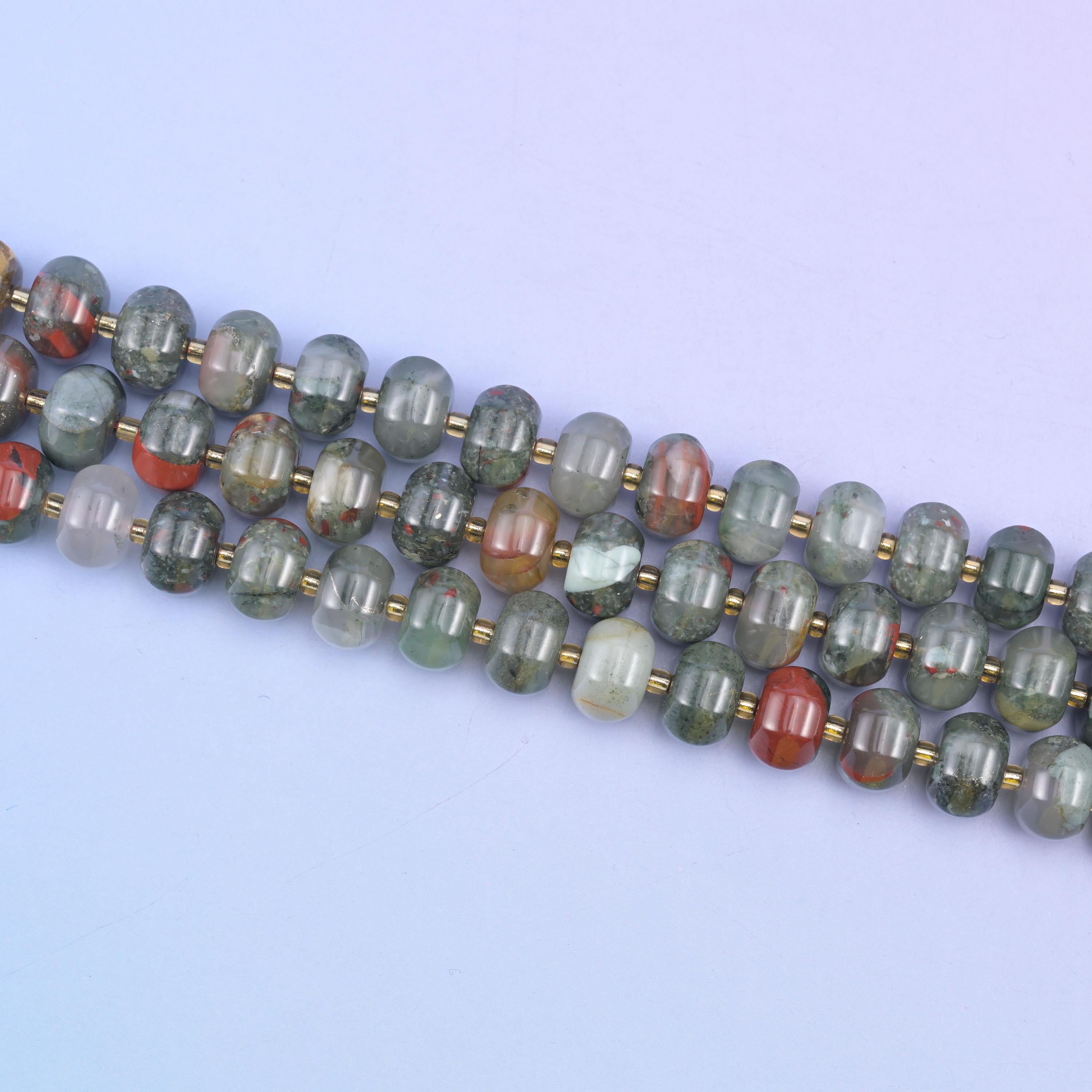 African Bloodstone Pumpkin Rondelle Beads Jewelry Making Size 12x8mm 15" Strand