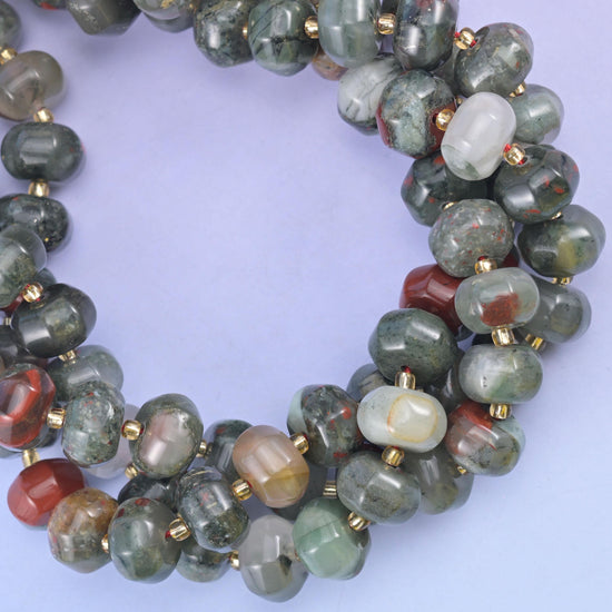 African Bloodstone Pumpkin Rondelle Beads Jewelry Making Size 12x8mm 15" Strand