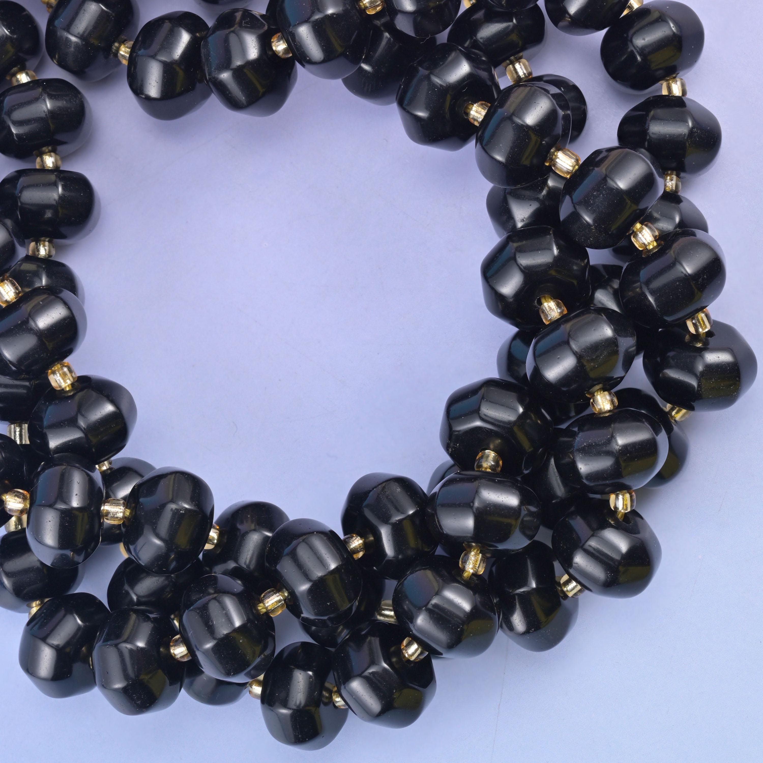 Black Obsidian Pumpkin Rondelle Beads Jewelry Making Size 12x8mm 15" Strand