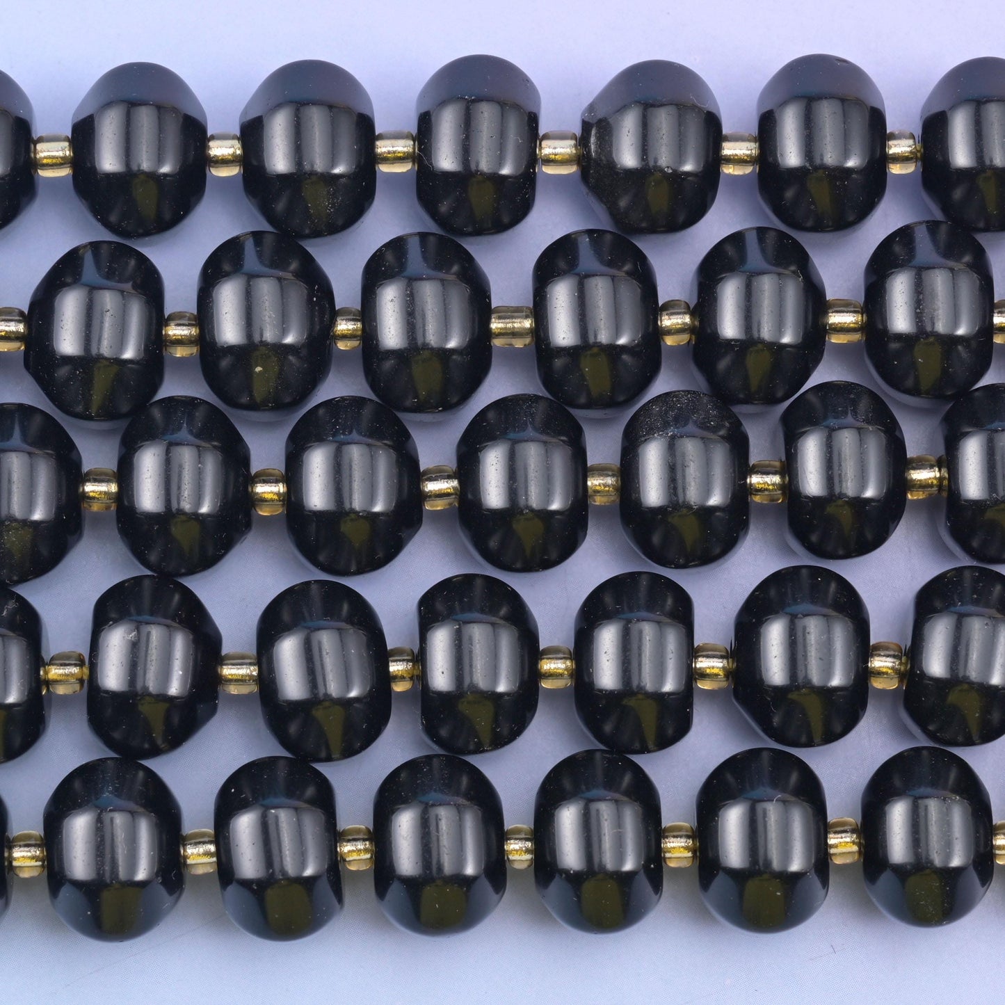 Black Obsidian Pumpkin Rondelle Beads Jewelry Making Size 12x8mm 15" Strand