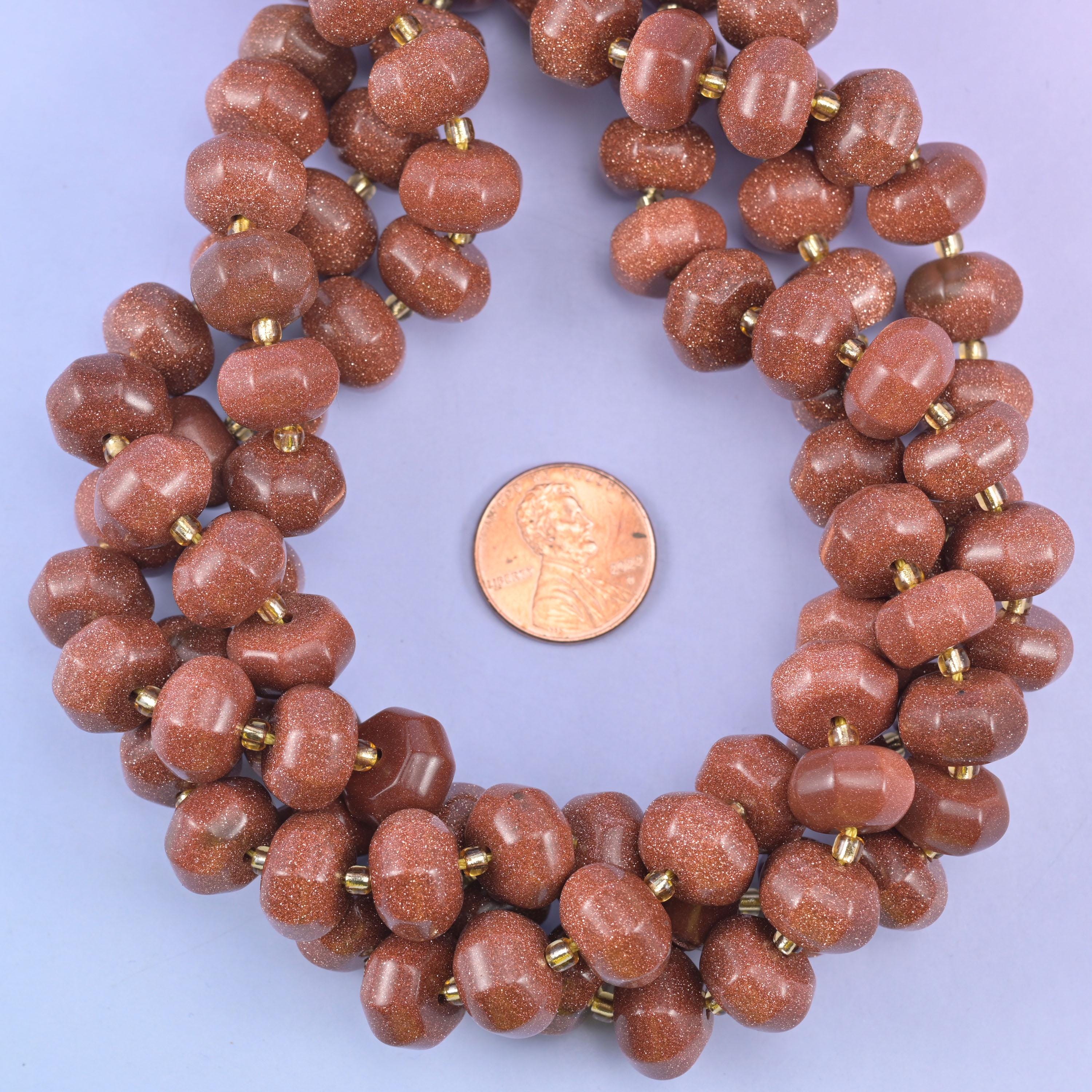 Gold Sandstone Pumpkin Rondelle Beads Jewelry Making Size 12x8mm 15" Strand