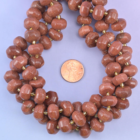 Gold Sandstone Pumpkin Rondelle Beads Jewelry Making Size 12x8mm 15" Strand