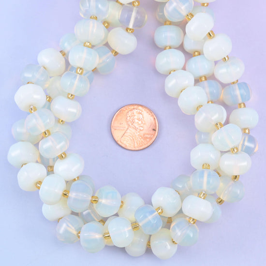 Opalite Pumpkin Rondelle Beads Jewelry Making Size 12x8mm 15" Strand