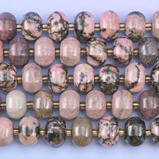 Rhodonite Pumpkin Rondelle Beads Jewelry Making Size 12x8mm 15" Strand
