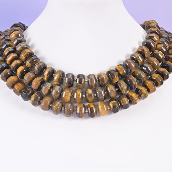 Tiger Eye Pumpkin Rondelle Beads Jewelry Making Size 12x8mm 15" Strand