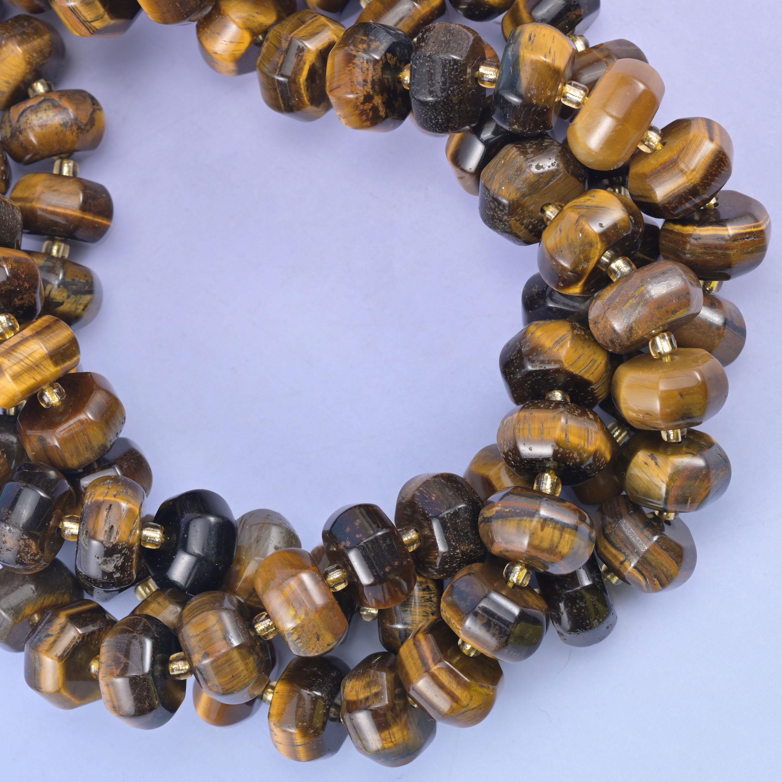Tiger Eye Pumpkin Rondelle Beads Jewelry Making Size 12x8mm 15" Strand