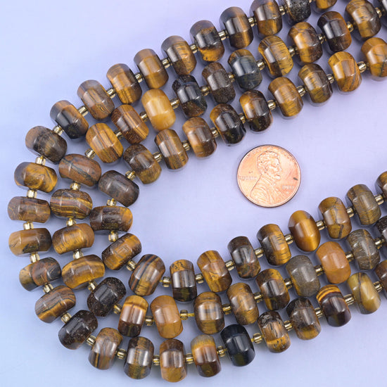 Tiger Eye Pumpkin Rondelle Beads Jewelry Making Size 12x8mm 15" Strand