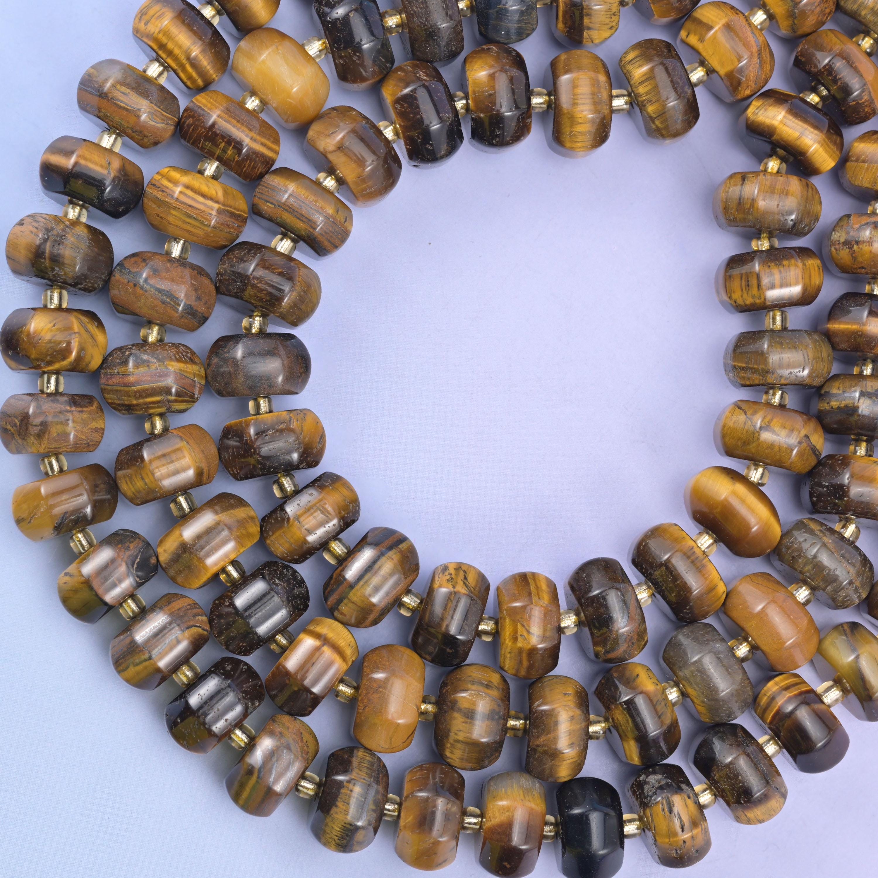 Tiger Eye Pumpkin Rondelle Beads Jewelry Making Size 12x8mm 15" Strand