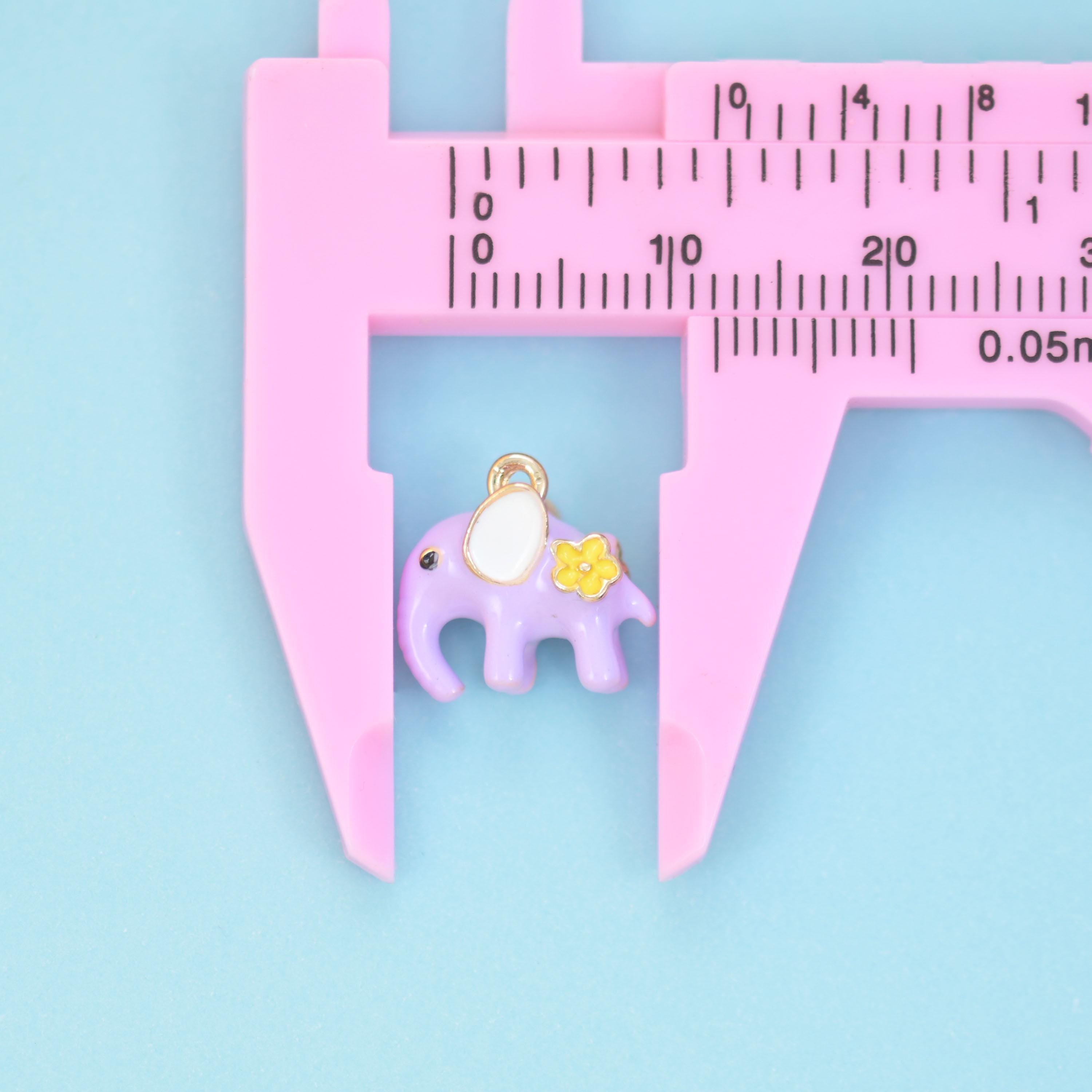 18K Gold Filled Enamel Elephant Charms for DIY Jewelry Making Supply