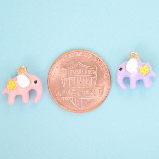 18K Gold Filled Enamel Elephant Charms for DIY Jewelry Making Supply