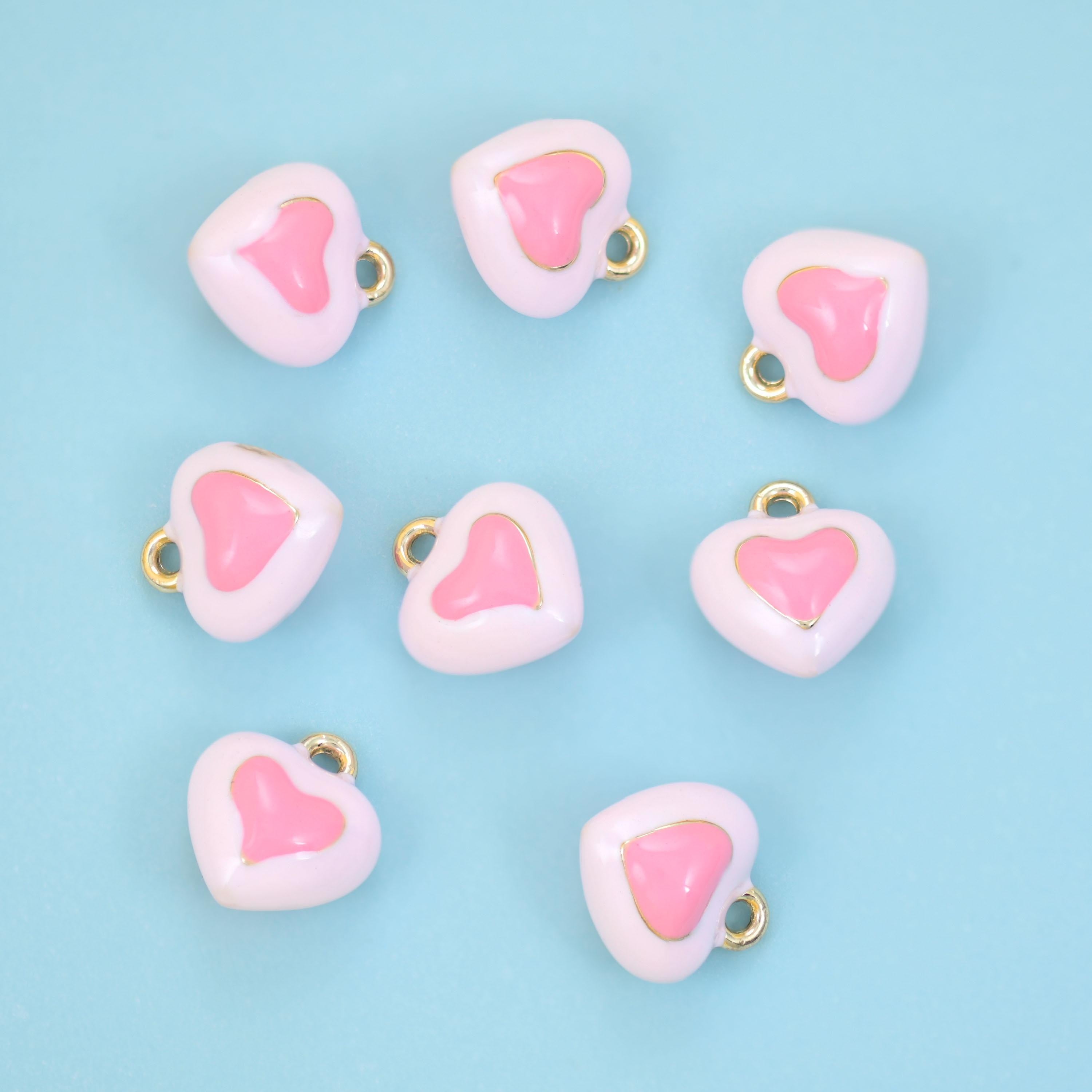 18K Gold Filled Enamel Heart Charms for DIY Jewelry Making Supply