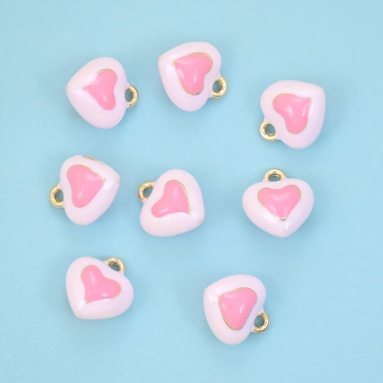 18K Gold Filled Enamel Heart Charms for DIY Jewelry Making Supply