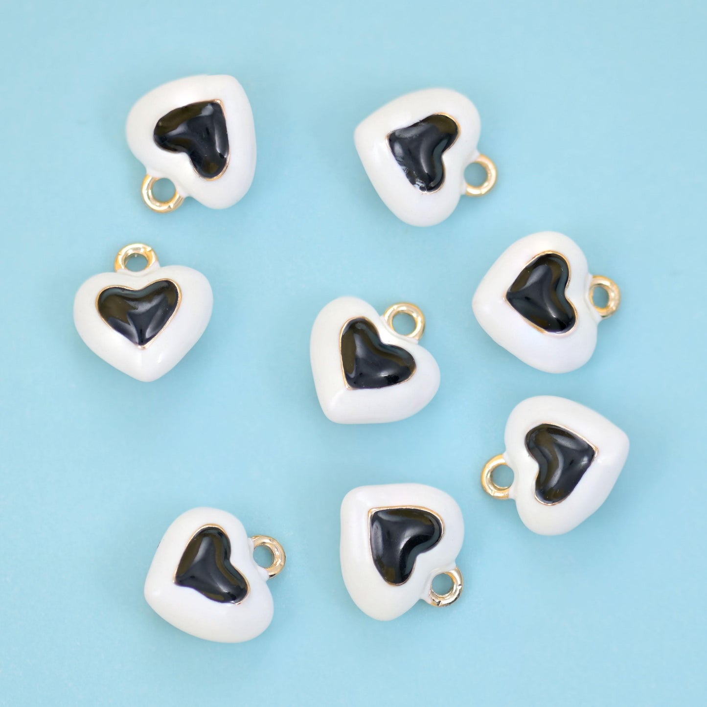 18K Gold Filled Enamel Heart Charms for DIY Jewelry Making Supply