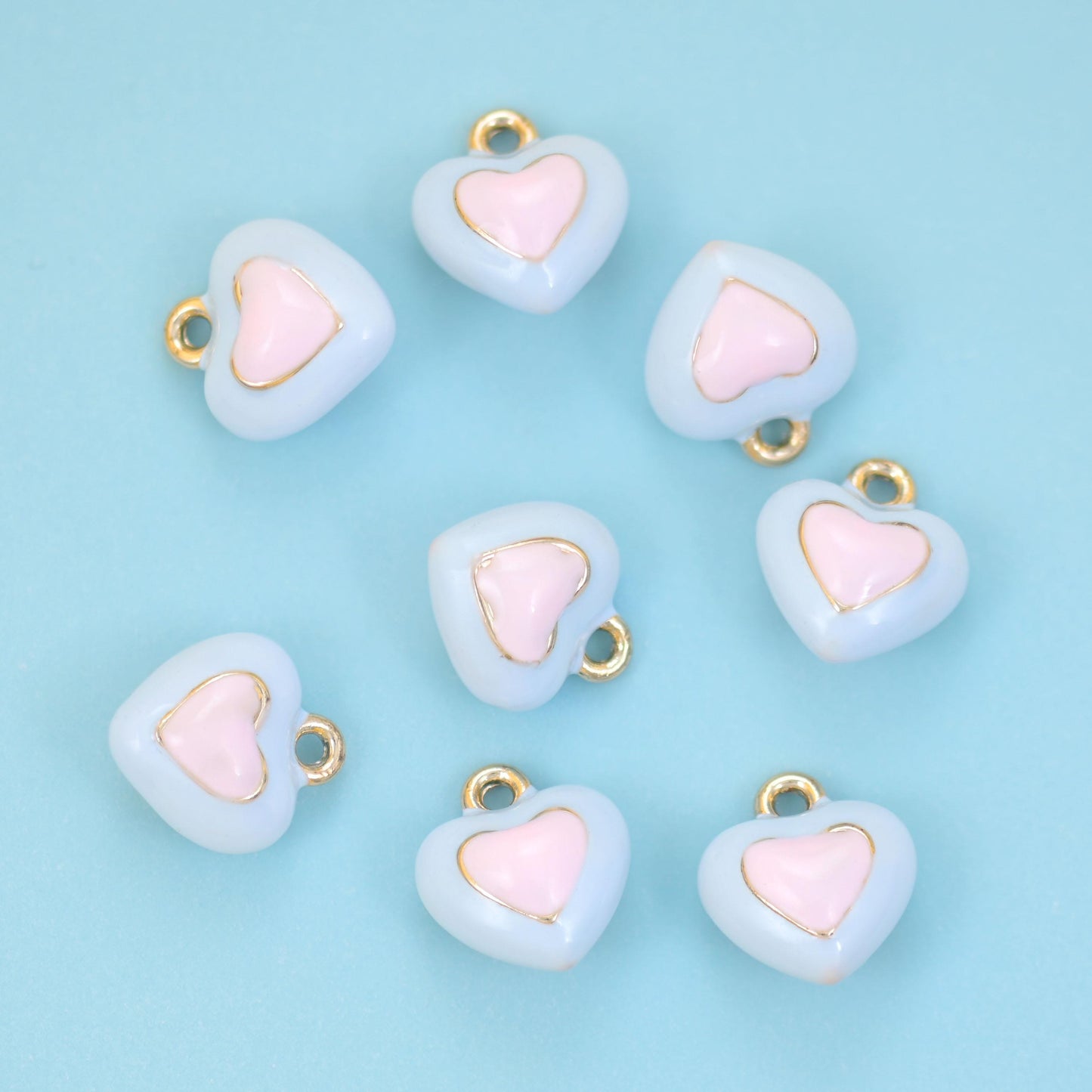 18K Gold Filled Enamel Heart Charms for DIY Jewelry Making Supply