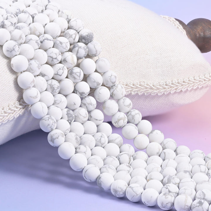 White Howlite Matte Round Beads 4mm 6mm 8mm 10mm Jewelry Making 15 Inch Strand