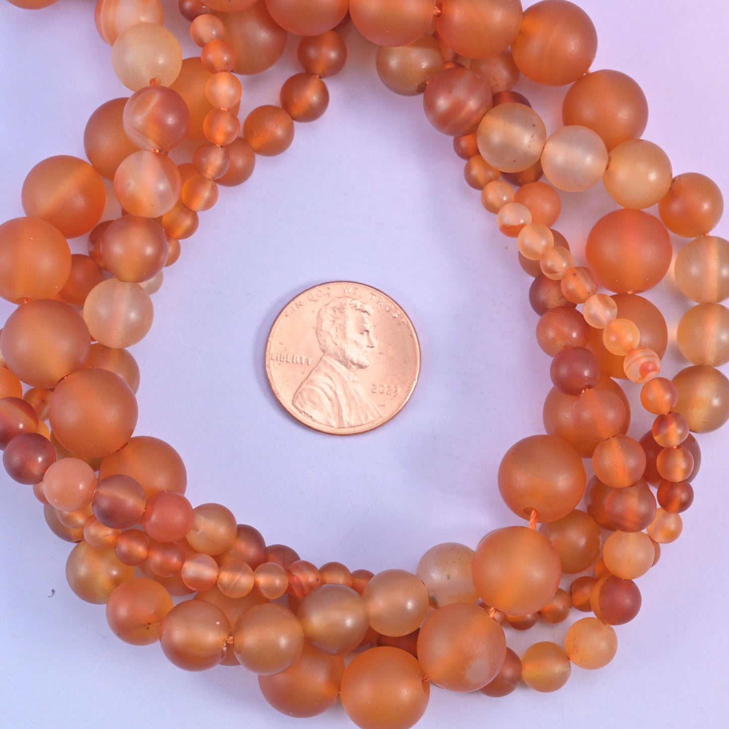 Orange Carnelian Matte Round Beads: Jewelry Making, 15 Inch Strand