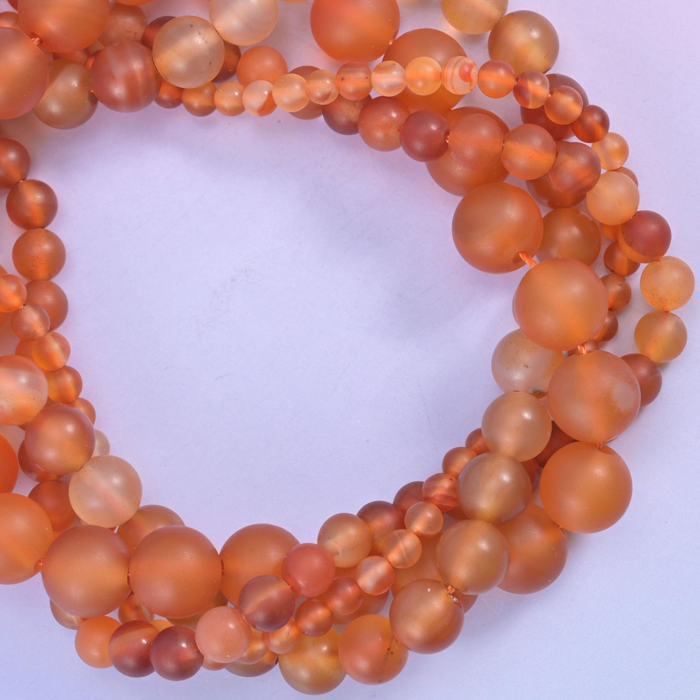 Orange Carnelian Matte Round Beads: Jewelry Making, 15 Inch Strand