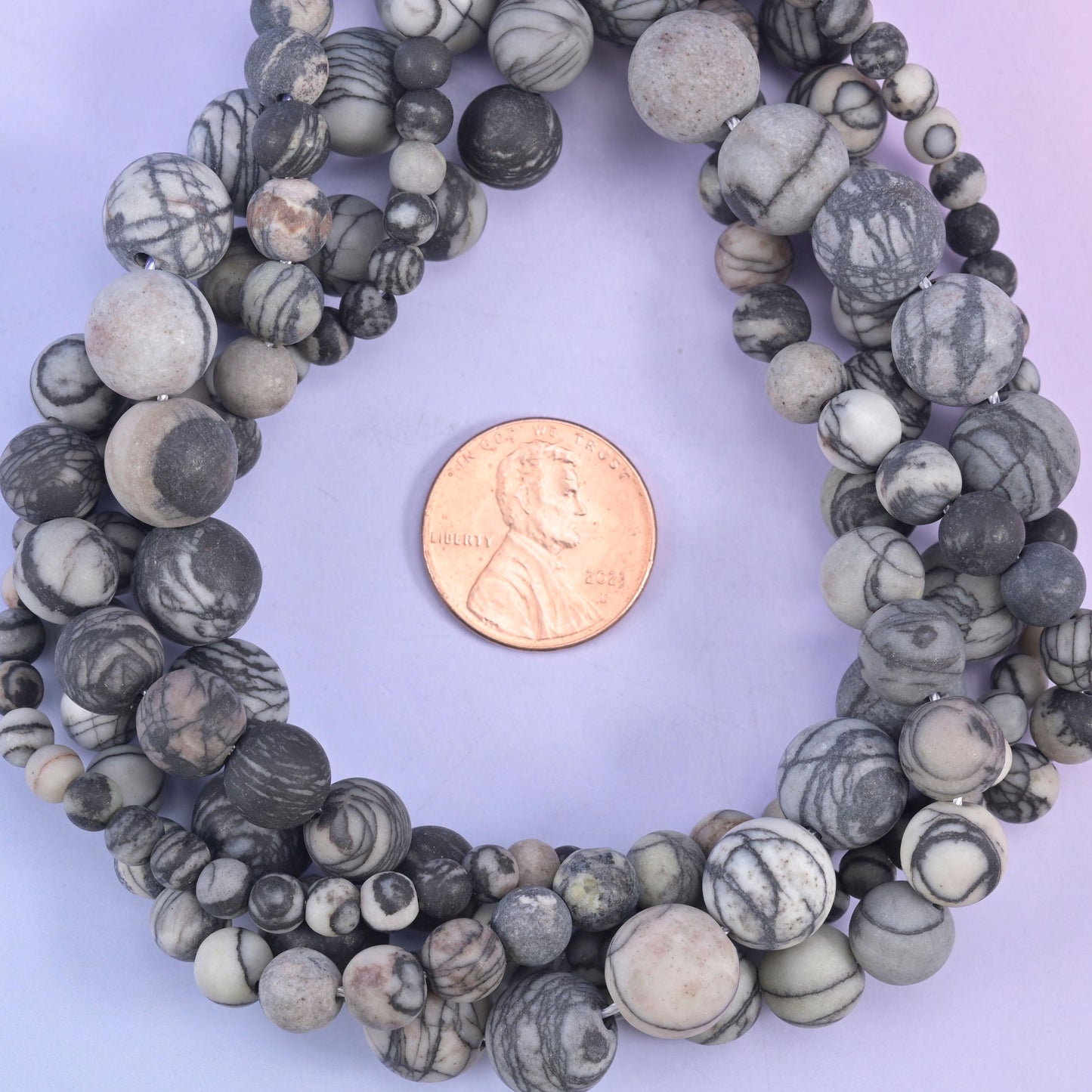 Black Web Jasper Matte Round Beads: Jewelry Making, 15 Inch Strand
