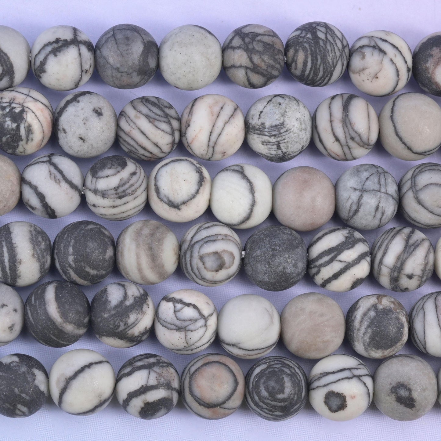 Black Web Jasper Matte Round Beads: Jewelry Making, 15 Inch Strand