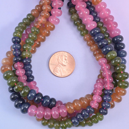 Tourmaline Color Dyed Jade Smooth Rondelle Beads Jewelry Making Size 4x6mm 5x8mm 15" Strand