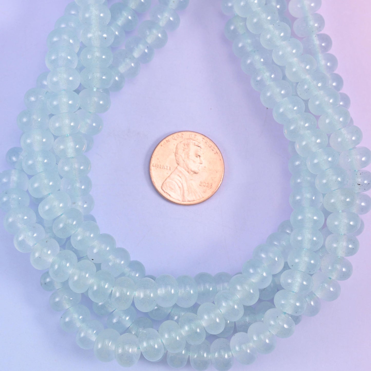 Baby Blue Dyed Jade Smooth Rondelle Beads Jewelry Making Size 5x8mm 15" Strand