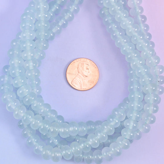 Baby Blue Dyed Jade Smooth Rondelle Beads Jewelry Making Size 5x8mm 15" Strand
