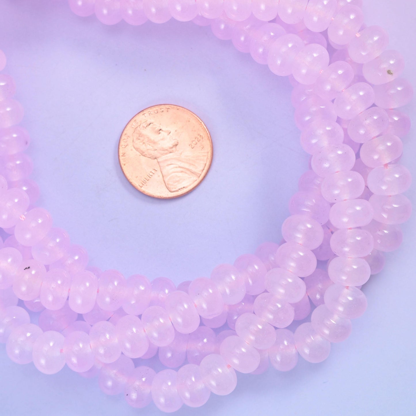 Baby Pink Dyed Jade Smooth Rondelle Beads Jewelry Making Size 5x8mm 15" Strand