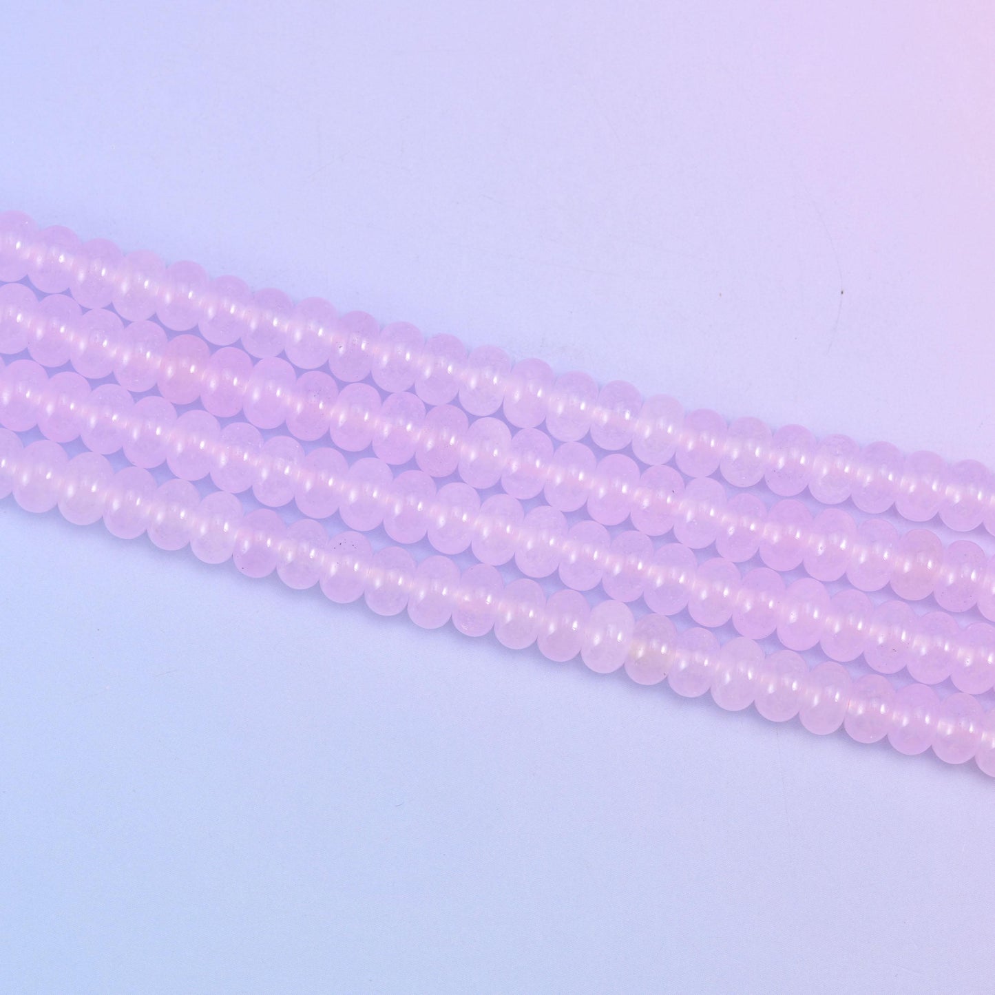 Baby Pink Dyed Jade Smooth Rondelle Beads Jewelry Making Size 5x8mm 15" Strand