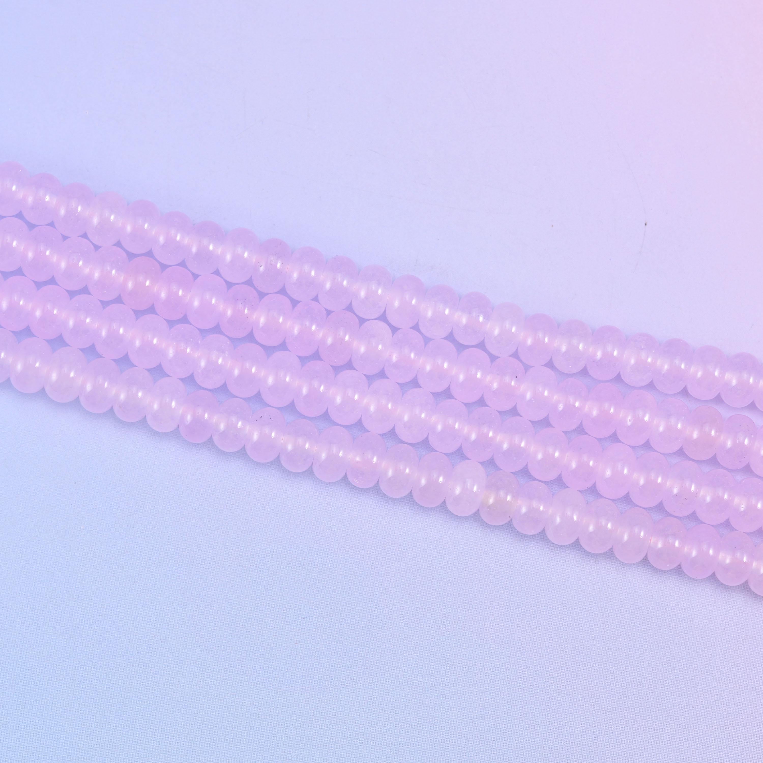 Baby Pink Dyed Jade Smooth Rondelle Beads Jewelry Making Size 5x8mm 15" Strand