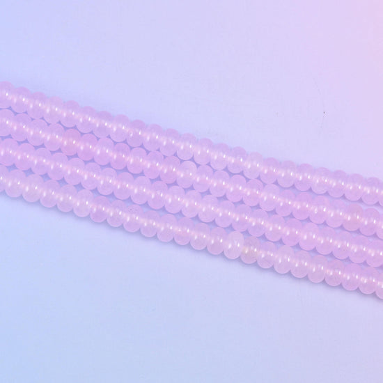 Baby Pink Dyed Jade Smooth Rondelle Beads Jewelry Making Size 5x8mm 15" Strand