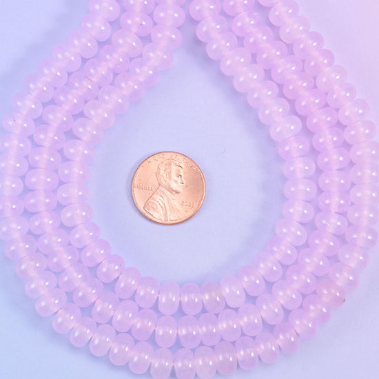 Baby Pink Dyed Jade Smooth Rondelle Beads Jewelry Making Size 5x8mm 15" Strand