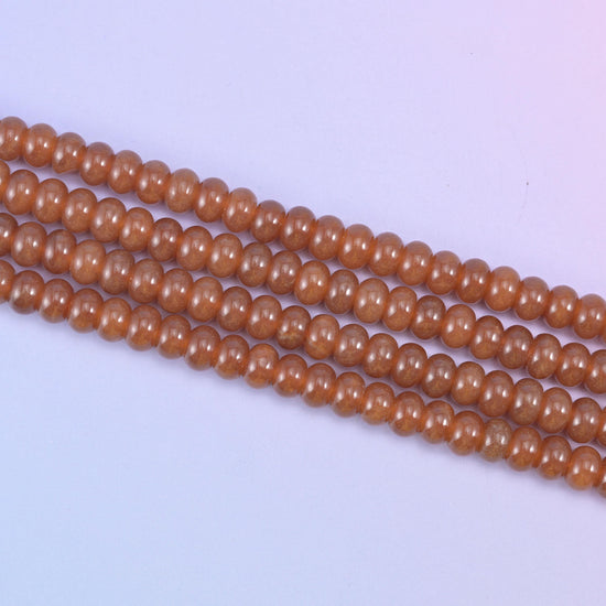 Caramel Color Dyed Jade Smooth Rondelle Beads Jewelry Making Size 5x8mm 15" Strand