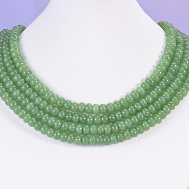 Hetian Green Dyed Jade Smooth Rondelle Beads Jewelry Making Size 5x8mm 15" Strand