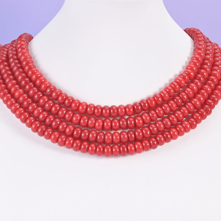 Red Dyed Jade Smooth Rondelle Beads Jewelry Making Size 5x8mm 15" Strand