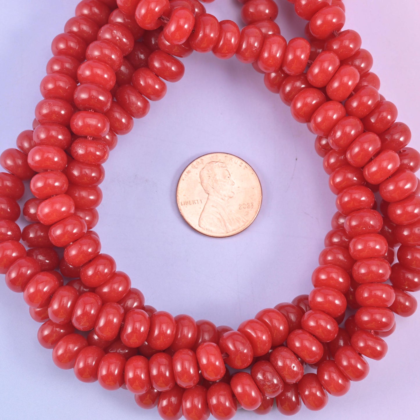 Red Dyed Jade Smooth Rondelle Beads Jewelry Making Size 5x8mm 15" Strand