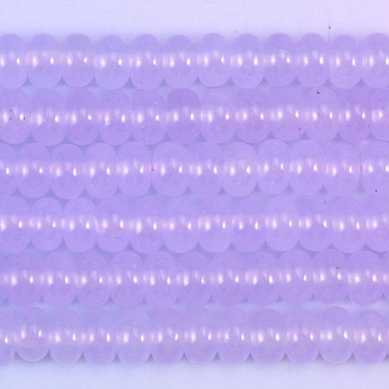 Lavender Purple Dyed Jade Smooth Rondelle Beads Jewelry Making Size 5x8mm 15" Strand